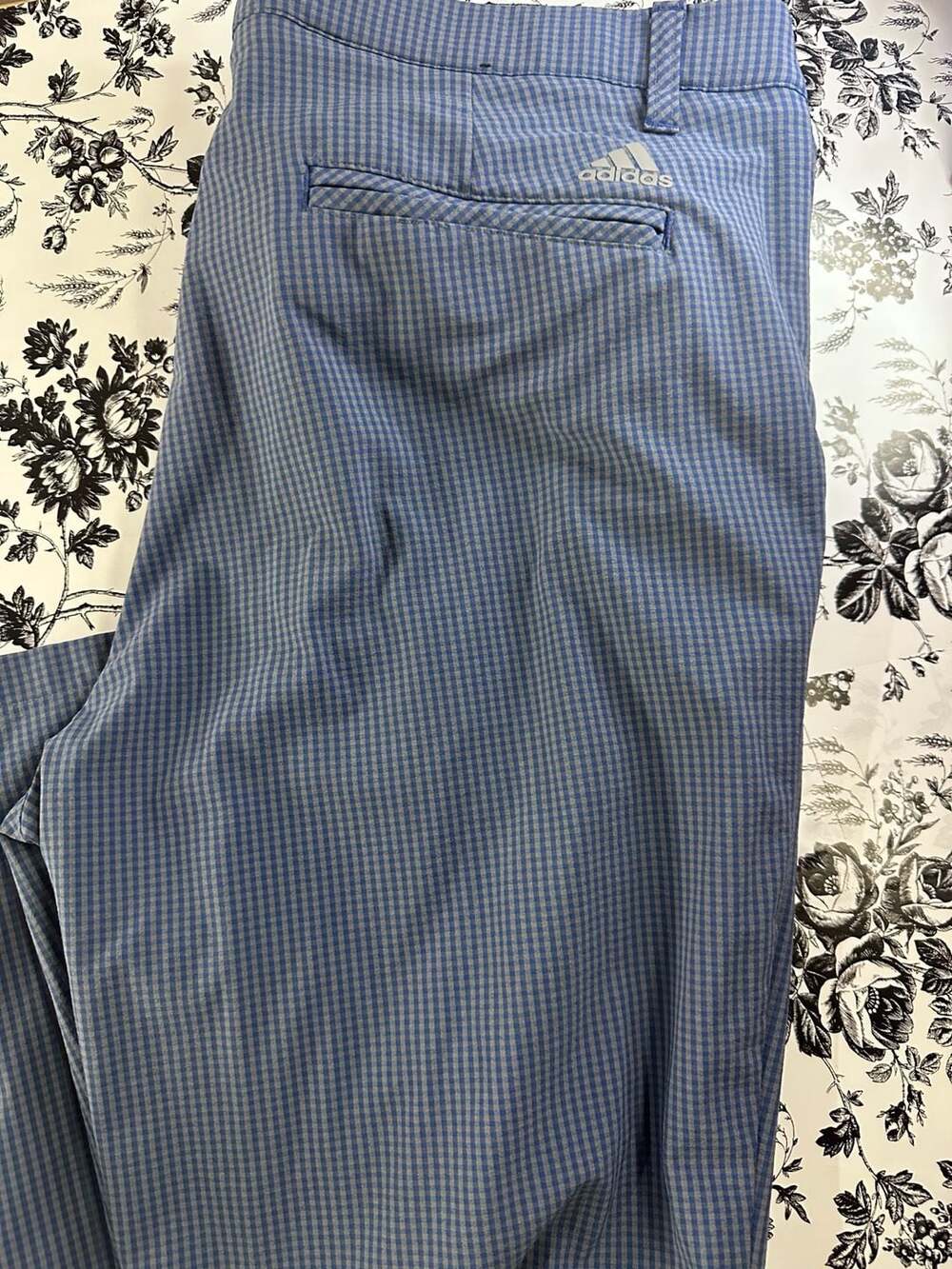 Adidas Men's Gingham blue Check Performance Golf Pants
